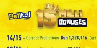 5 Sure Double chance Games from Betika Midweek Jackpot today(Win Ksh15,000,000)