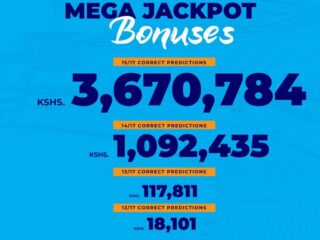 Sportpesa Mega Jackpot results and bonuses for 13,14,15,16 and 17 Pro Jackpots yesterday