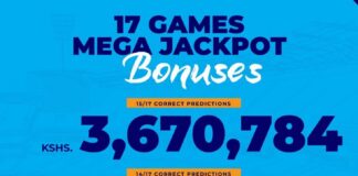 Sportpesa Mega Jackpot results and bonuses for 13,14,15,16 and 17 Pro Jackpots yesterday